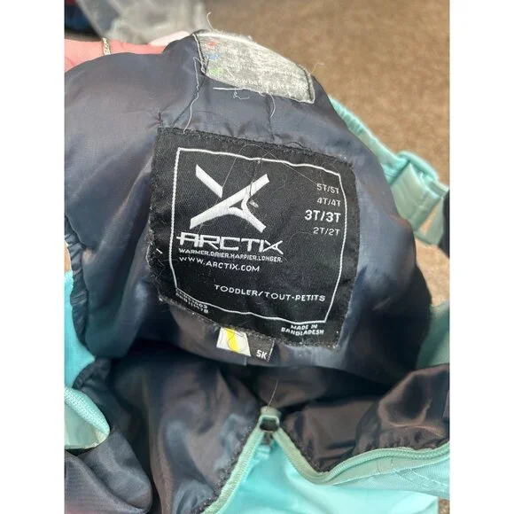 Arctix Snow Pants unisex Toddler Bibs snow pants ski pants aqua/black SZ 3T - Picture 8 of 9